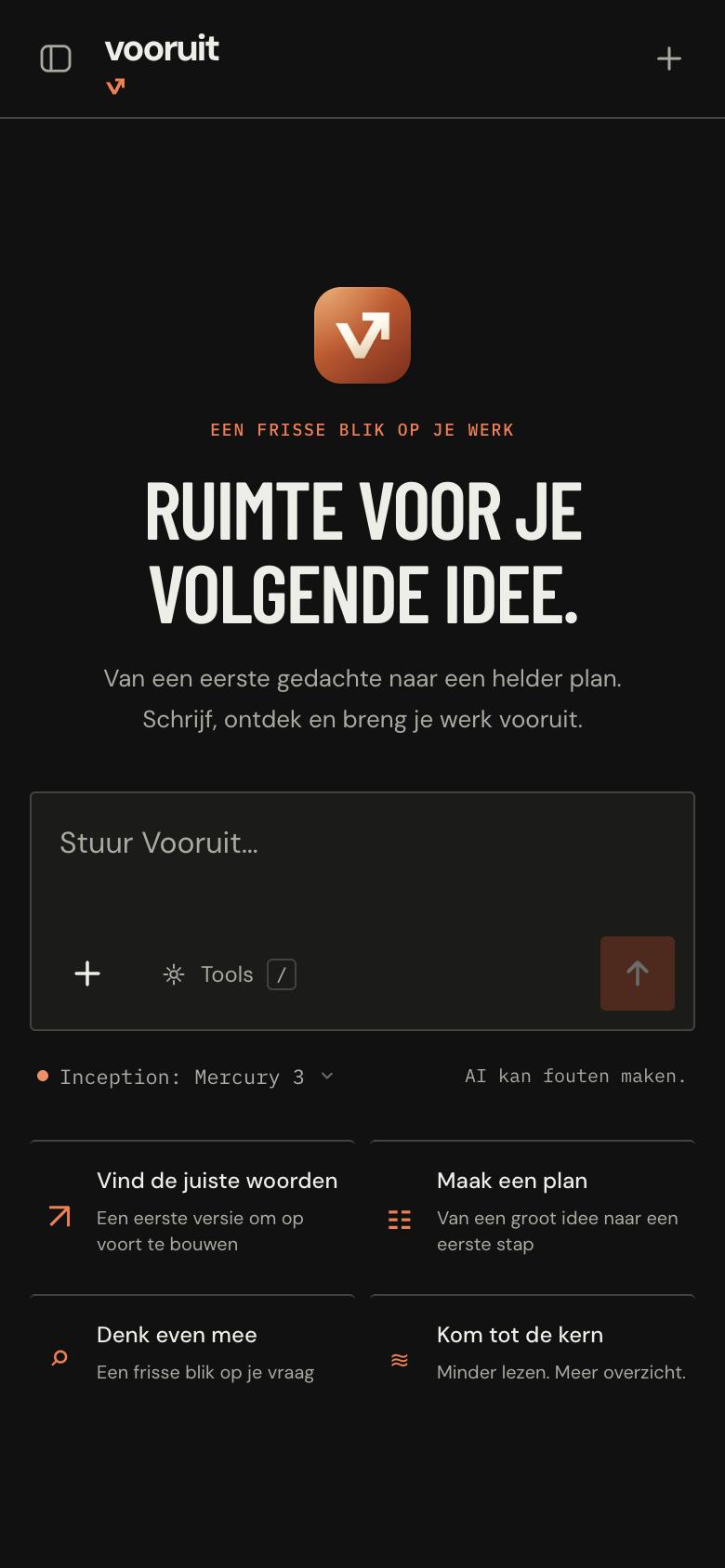 Startscherm van de Chat app